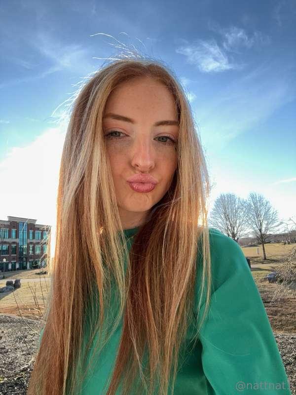 green and blue outside, pink inside.