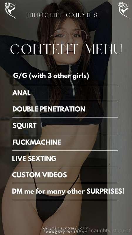 Thrilled to present my content menu 😈