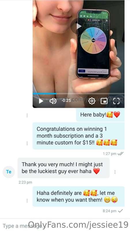 Congrats to one of my fans on my VIP for winning these prize..