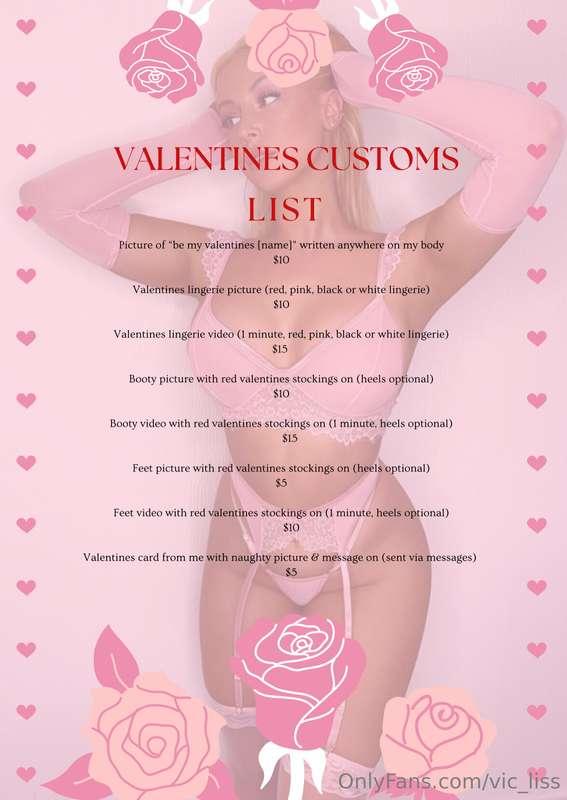 💕Valentines Customs List💕 only available until Sunday! Xx