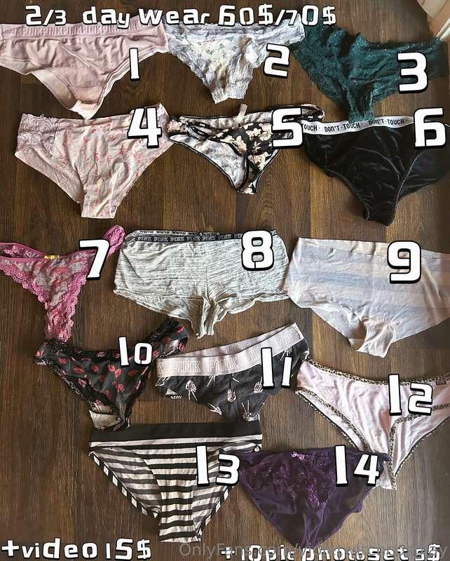 Want to own my panties? Dm me! 60$-2day wear (+shipping, 15$..