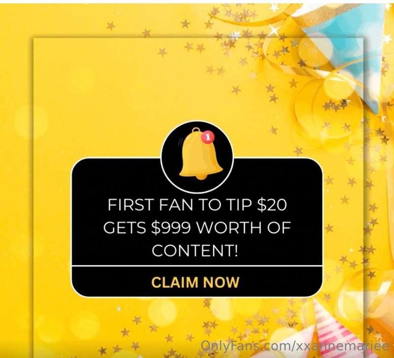 First fan to tip $20 wins $999 worth of content!! 😈🎁