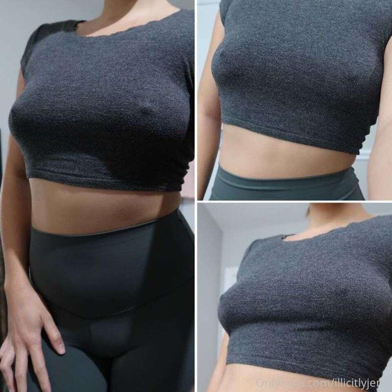 haven't worn a bra in a while, hope it shows