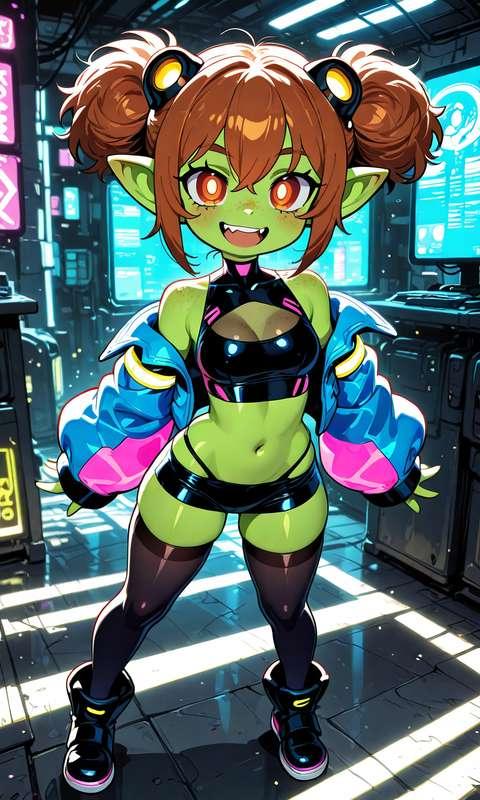 Topaz and Lazuli cyberpunk goblins SFW 