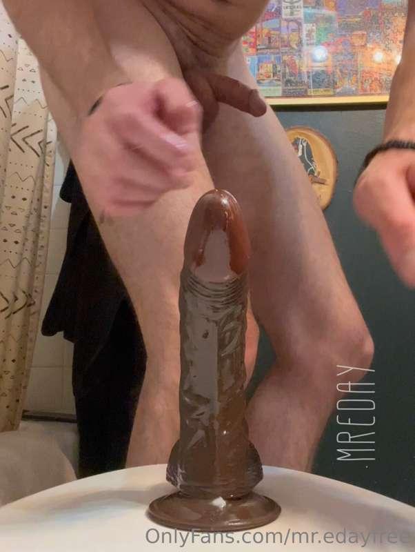 Up close and personal with this curved black dildo and my as..