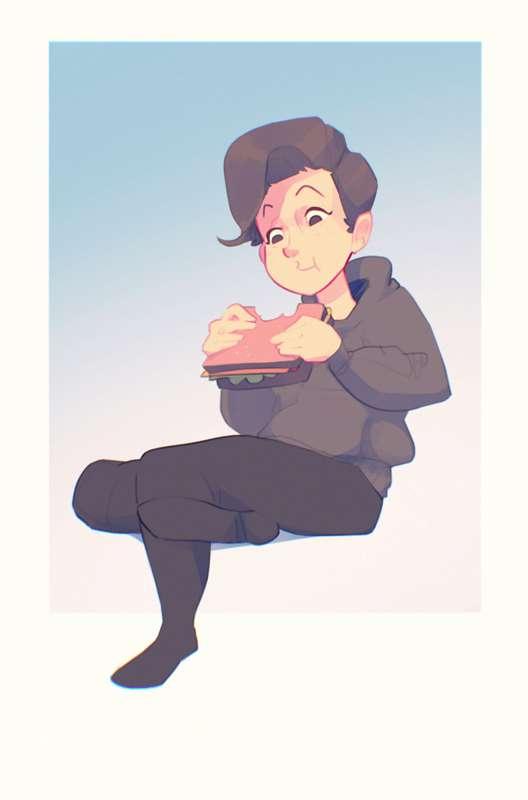Krispy eats a sandwich! 