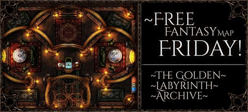 {Free Fantasy Map Friday: The Golden Labyrinth Archive} 40x30