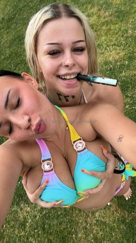2 Girls one boobies 🤪🍉 @celina.melon