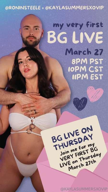 can't wait to see you at my first ever BG LIVE 😍😍 THURS 03/2..