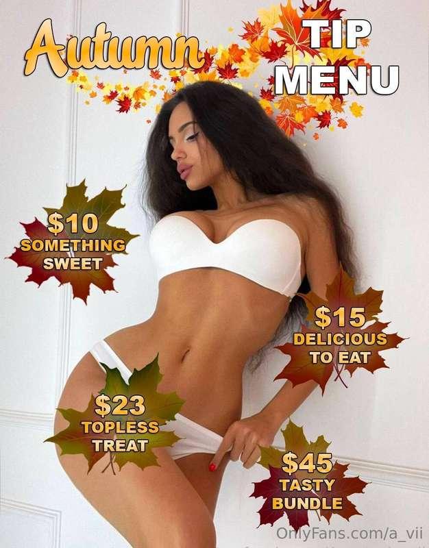❤️‍🔥𝘼𝙪𝙩𝙪𝙢𝙣 𝙎𝙥𝙚𝙘𝙞𝙖𝙡 𝙏𝙞𝙥 𝙈𝙚𝙣𝙪❤️‍🔥  The hot time is coming to a..