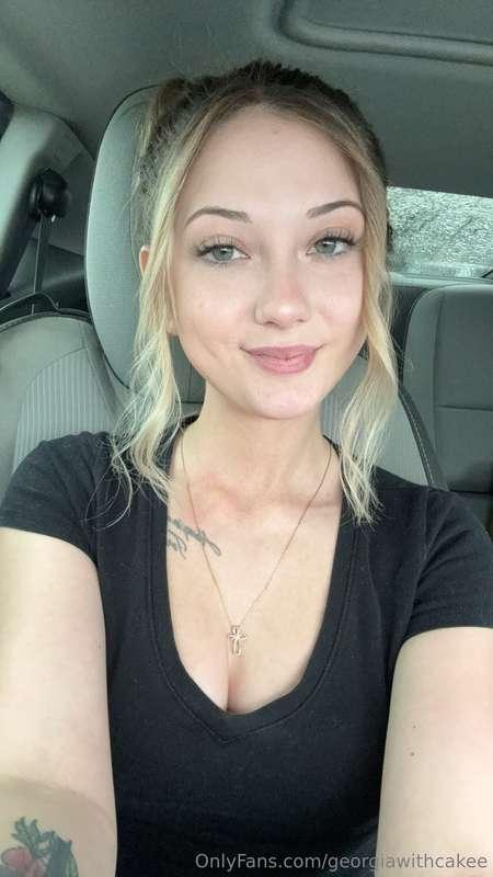 I'm just here inside my car with my dildo on my bag, trying ..