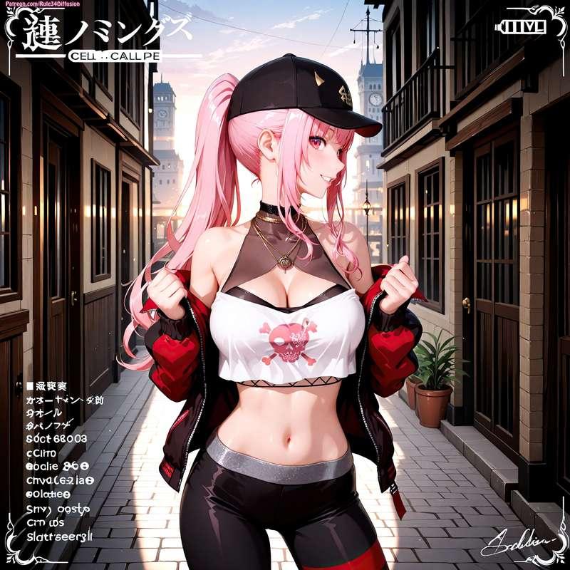 [Rule34 Vtuber Diffusion] Mori Calliope (Streetwear) Sexy Poses [Gen 2.5]