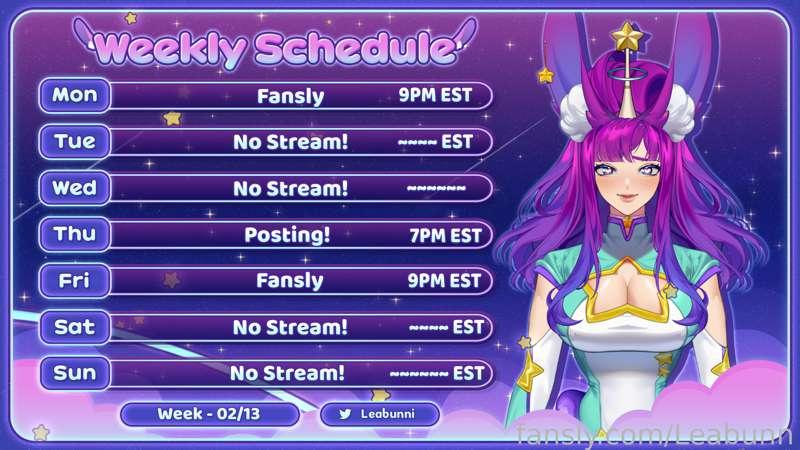 Schedule this week! &lt;3