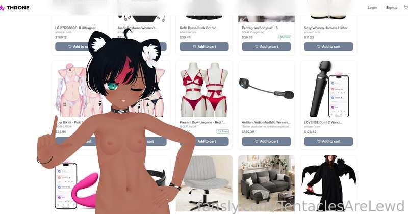 Hehe! Did you know that this brat loves being spoiled? I recently added some new things to my throne including a better mic for VR streams and more toys and outfits! If you get me something I'll send you sexy pics in what you bought or you can ask for something on my customs. Just let me know what you want and we can work something out!

I love spoiling those who spoil me &lt;3

https://throne.com/tentaclesareppl

#nsfw #vtuber #lewdtuber #anime #hentai #vrc #vrchat #irl #brat #subby #spoiled #wishlist #lovense #cosplay #petite #throne #boobs #cute #switch #dom #sub #findom