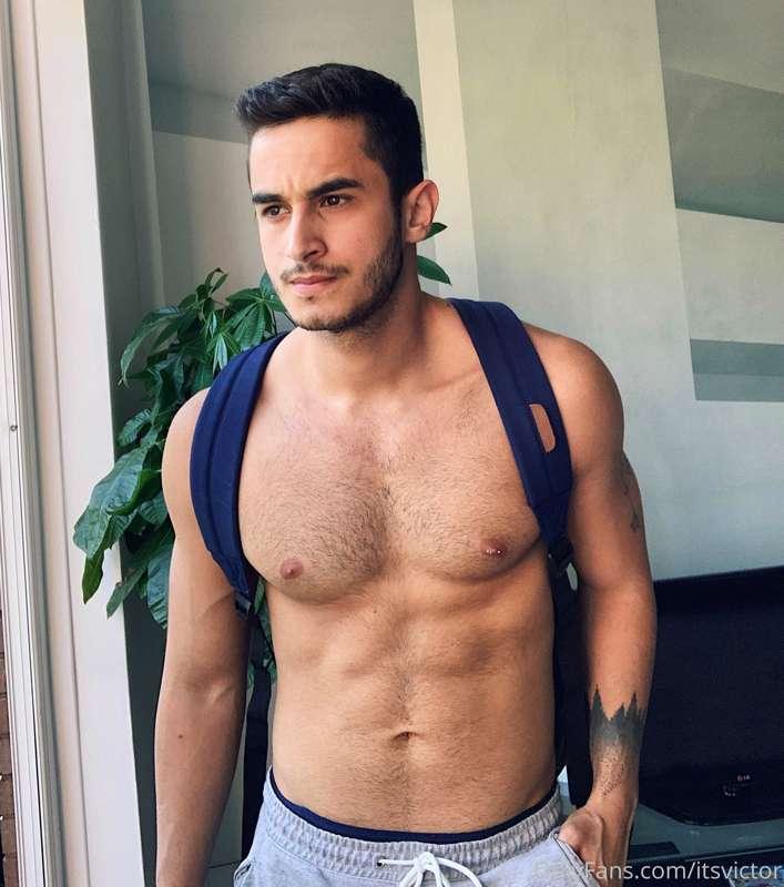 Doing some exercises at home with weights inside the bag 😛