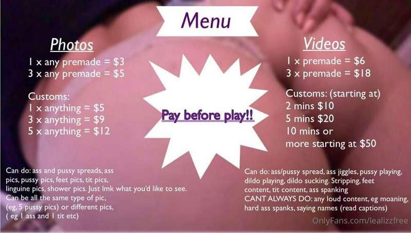 Hello! Welcome to my free account 🥰 here Is my menu 👆 txt me..