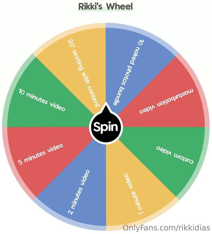 Tip me 15$ and try your luck at Rikki's wheel. 🎡 I will spin..