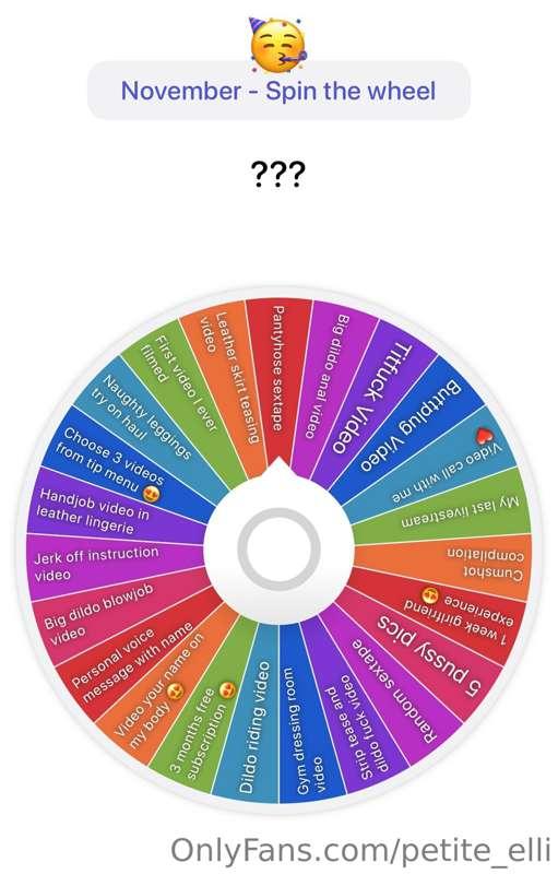 NOVEMBER - Spin the Wheel 😍🥳
1 spin - 15$
3 spins - 35$
5 sp..