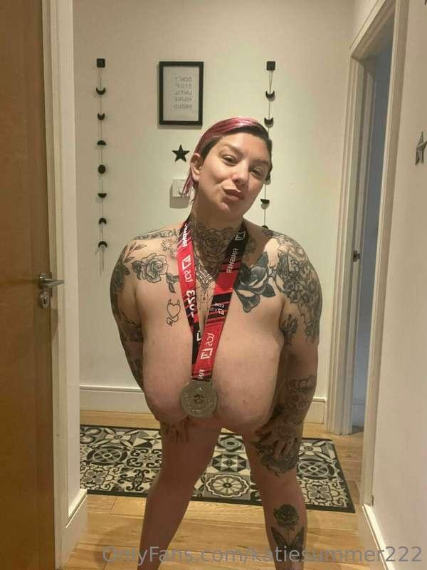 Naked with my medal hehe