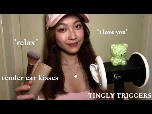 ASMR Repeating “I Love You” & “Relax” w/ Ear Kisses, Brushing, Mouth Sounds, + MORE TINGLY TRIGGERS