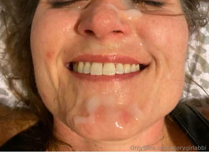I’m always happy when I have nice warm cum all over my face...