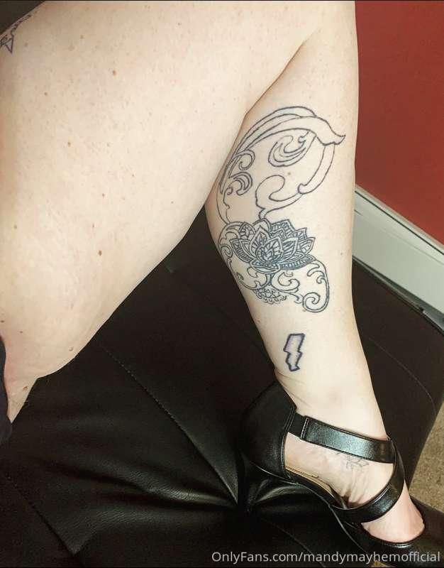 Spread wide and loving my new heels. 😉