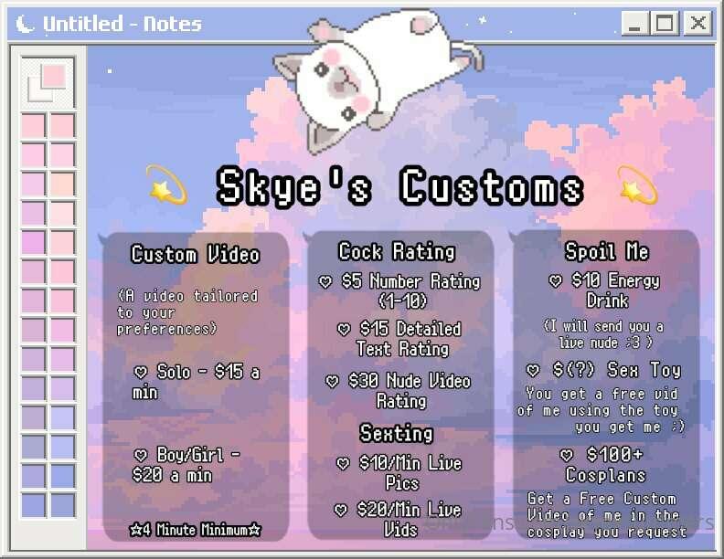 My Tip Menu ;3
Main account is @skyexxxsummers
Pls Specify w..