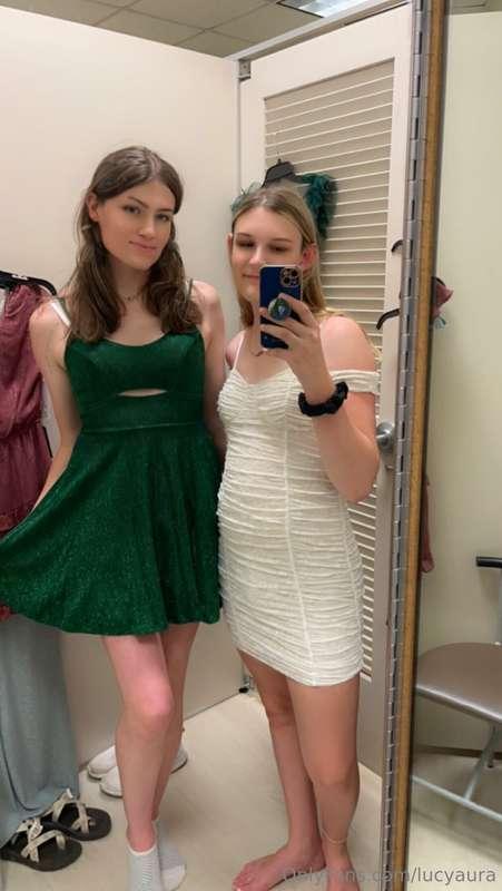 More fun in public😈 we tried on pretty dresses and then cumm..