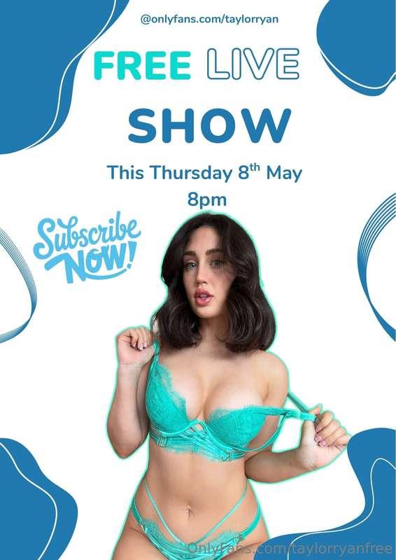 LIVE SHOW ON @taylorryan FREE👉🏼 This Thursday 8pm 👈🏼Join for..