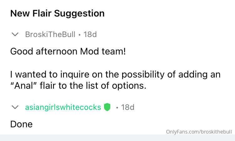 Fun fact, the new ‘Anal’ flair on r/asiangirlswhitecocks was..