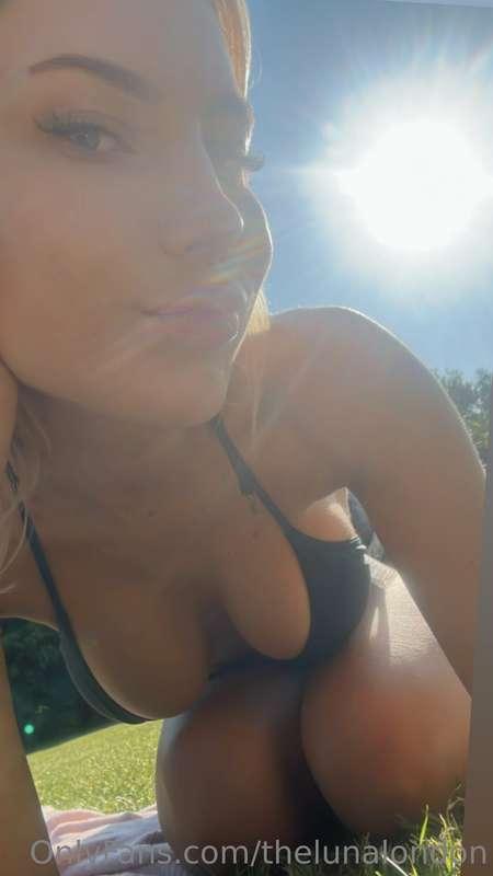 At the beach and my tits are about to fall out of my top.. W..