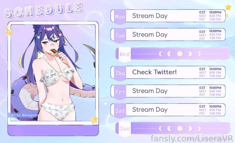 Check out my links and Schedule! (´｡• ω •｡`) ♡ 
︵‿︵‿୨♡୧‿︵‿︵
❥Chaturbate: https://chaturbate.com/lisera/
❥Wishlist: https://throne.com/lisera/wishlist
❥Discord: https://discord.com/invite/JjtuxR9d9q