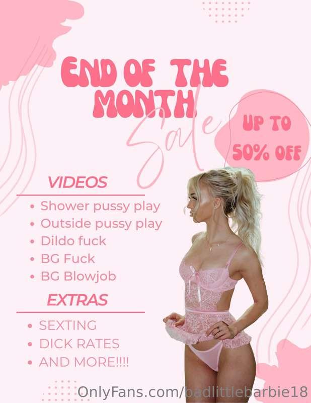 my end of month sale is here!😈💦 i don't want you to miss out..