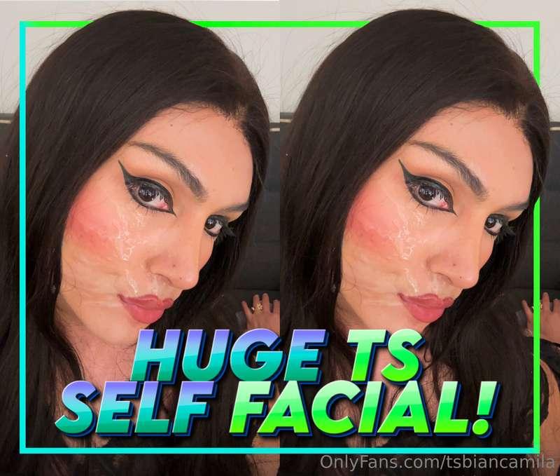 HUGE TS SELF FACIAL!!! 👅🤭💦 I know you guys LOVE seeing me bl..