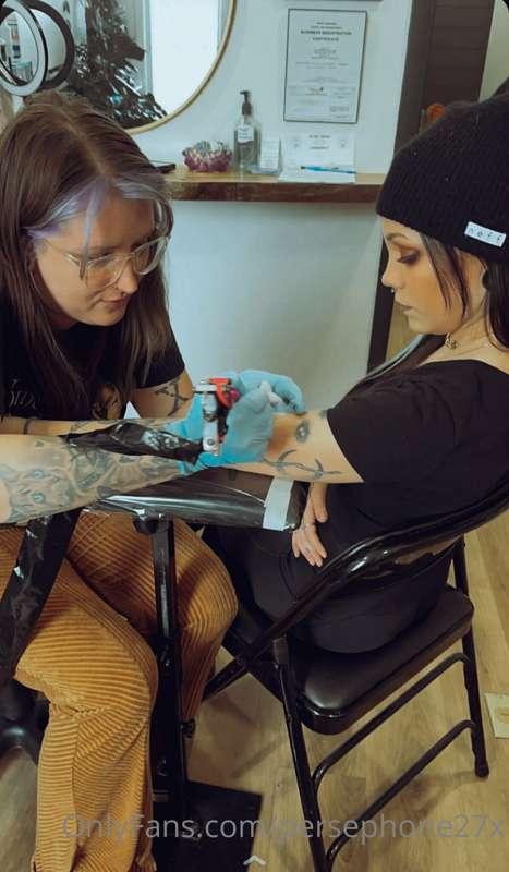 Here’s a picture of me getting tattooed. I thought I looked ..