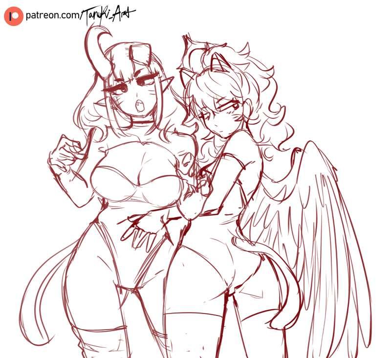 [OC] Akiona and Gabriel dressed up (Sketch)