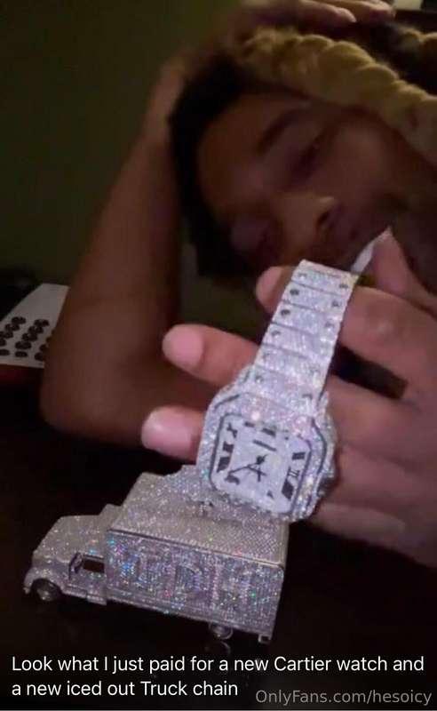 My new Iced Out #Cartierwatch & my New Iced Out Truck Chain...