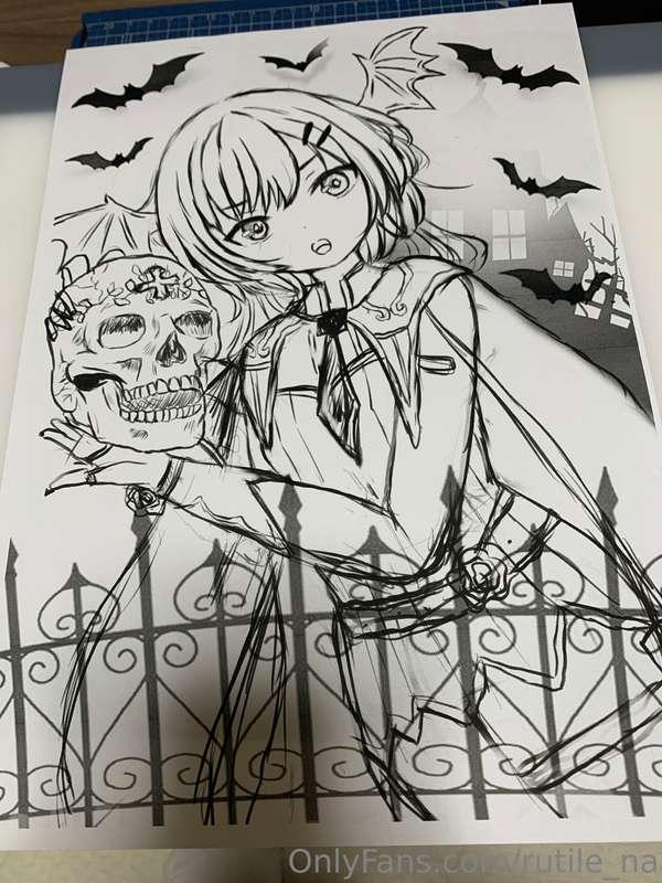 いまからこのイラストを作業はじめますー！ハロウィン