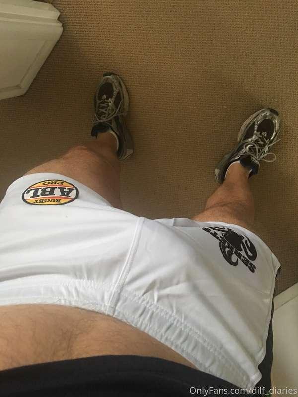 Love being obscene in rugger shorts and no undies 😄