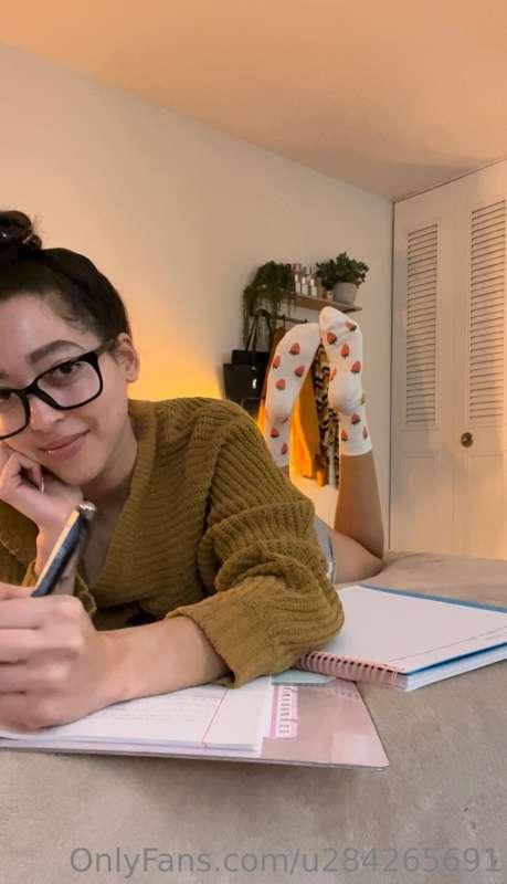 I put the pen down to show you my cute underwear and sexy ti..