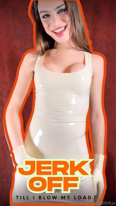 Started by oiling up in my tight little latex dress and glov..