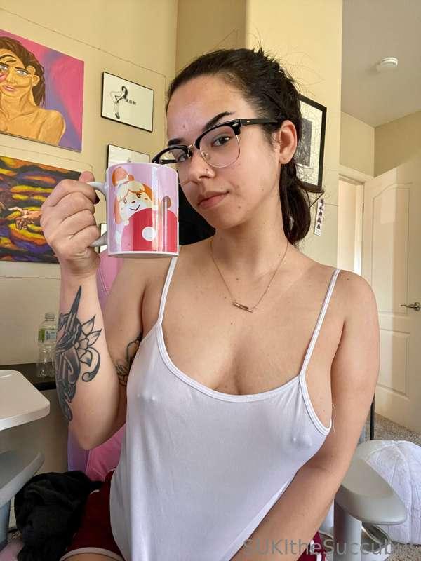 Enjoying my coffee but my nipples wanted to make a special a..