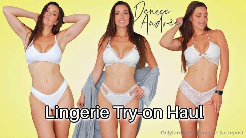 Hot white lingerie Pre view!! The full try on part without e..