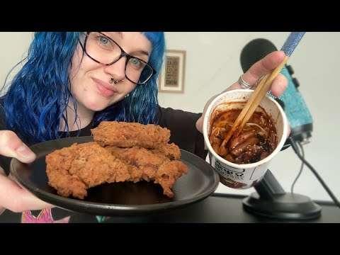 📣 EARLY ACCESS 📣 ASMR Eating Tteokbokki Rice cakes & KFC Hot Wings 🍗