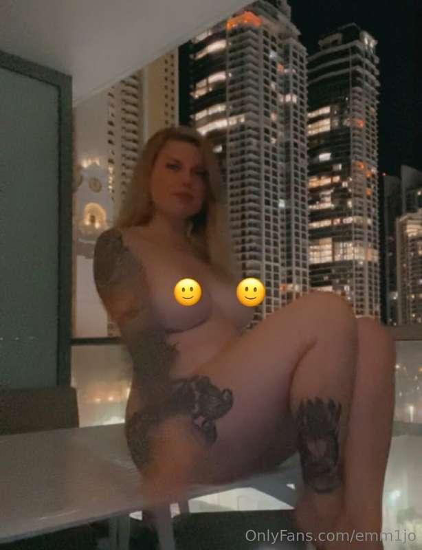 Watch me cum on the balcony