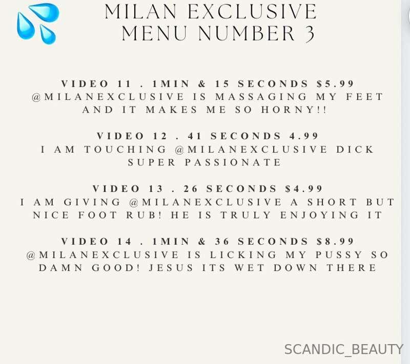***NEW MENU WITH PRICES & DESCRIPTON***
MILAN EXCLUSIVE MENU..