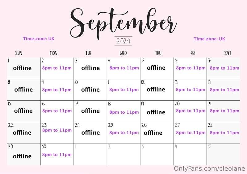 September's schedule