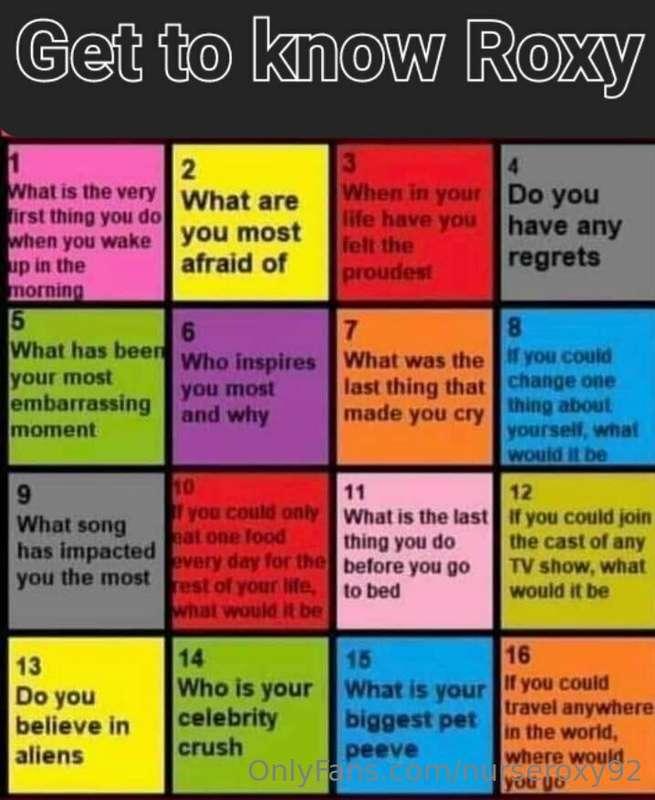 Ask any question you want, can be these or any other you wan..