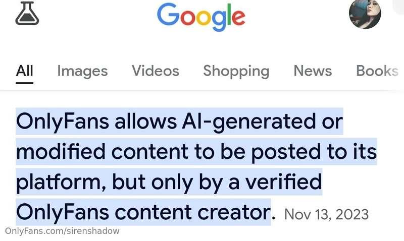 IT even says on google onlyfans allow ai images to be posted..