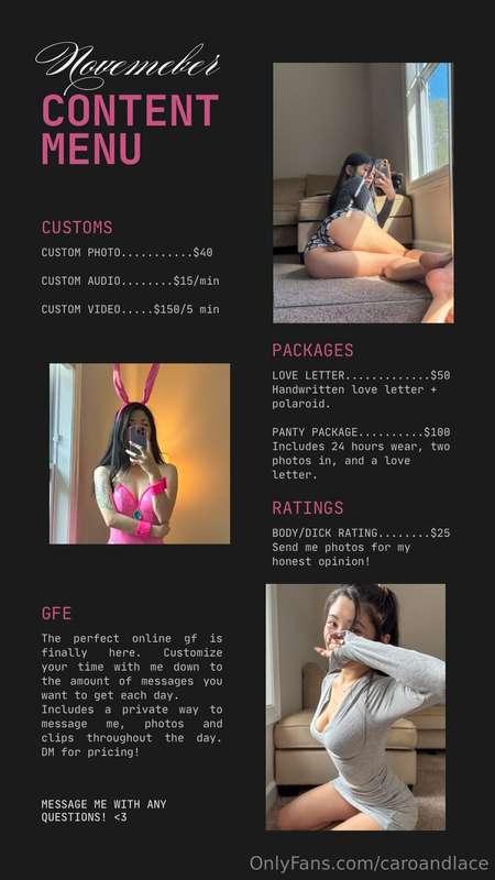 ✨November Menu✨Also ordering more panties after I finish the..